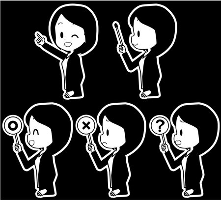 Illustration of a business woman with a pointer etc.のイラスト素材