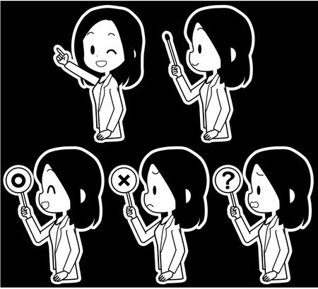 Illustration of a business woman with a pointer etc.のイラスト素材