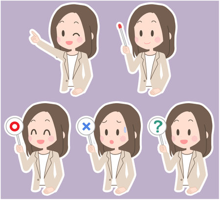 Illustration of a business woman with a pointer etc.のイラスト素材