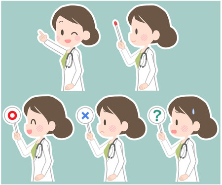 Illustration of a female doctor holding a pointer etc.のイラスト素材