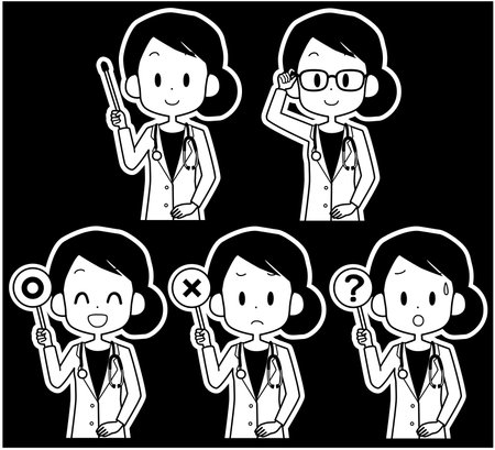 Illustration of a female doctor holding a pointer etc.のイラスト素材