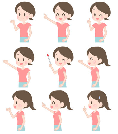 Illustration of mom's facial expression set.のイラスト素材