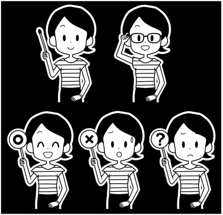 Illustration of mom with a pointer etc.のイラスト素材