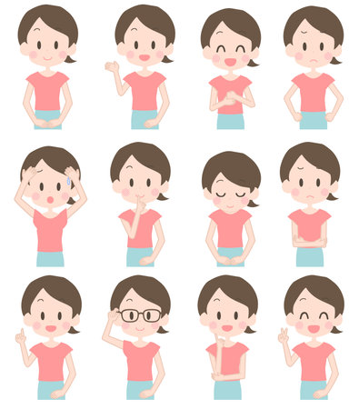 Illustration of mom's facial expression set.のイラスト素材