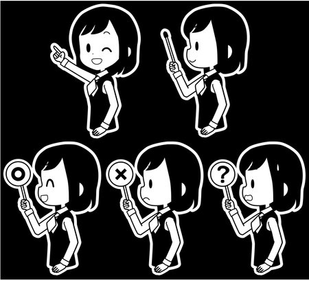 Illustration of a female clerk holding a pointer.のイラスト素材