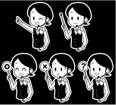Illustration of a female operator holding a pointer etc.のイラスト素材