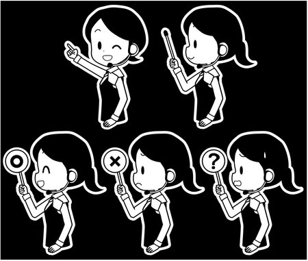 Illustration of a female operator holding a pointer etc.のイラスト素材