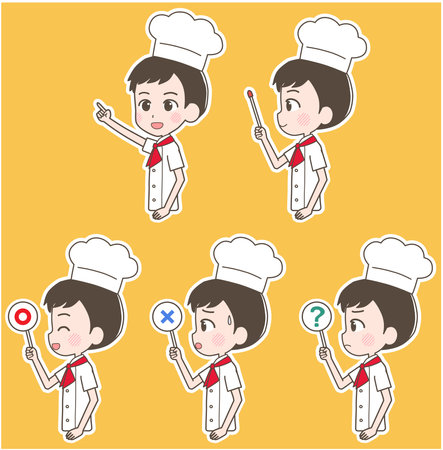 Illustration of a chef with a pointer etc.のイラスト素材