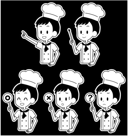 Illustration of a chef with a pointer etc.のイラスト素材