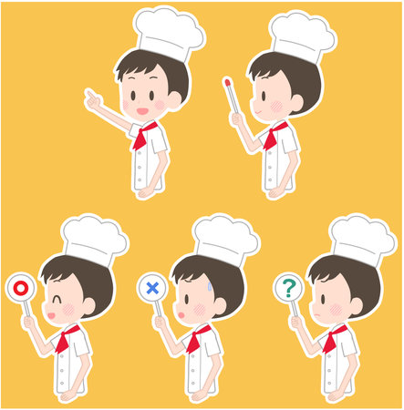 Illustration of a chef with a pointer etc.のイラスト素材