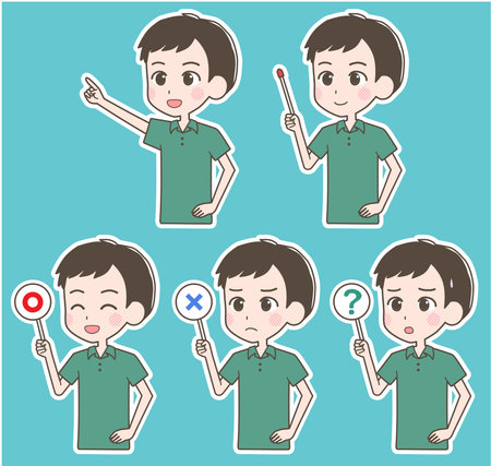 Illustration of a man holding a pointer etc.のイラスト素材