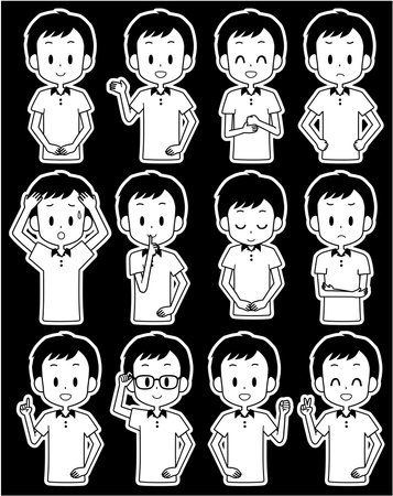Illustration of a male facial expression set.のイラスト素材