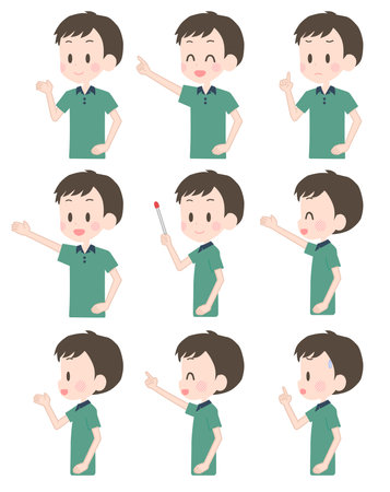 Illustration of a male facial expression set.のイラスト素材