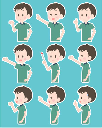 Illustration of a male facial expression set.のイラスト素材