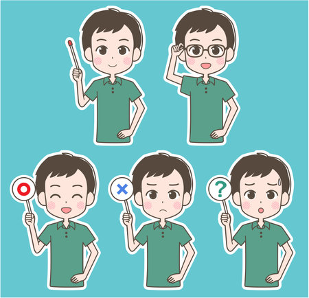 Illustration of a man holding a pointer etc.のイラスト素材