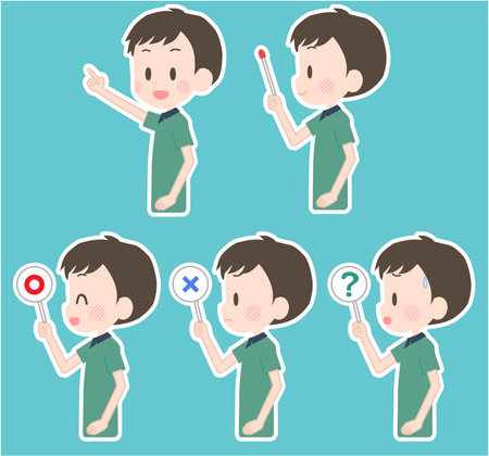 Illustration of a man holding a pointer etc.のイラスト素材