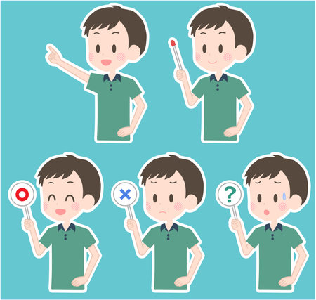 Illustration of a man holding a pointer etc.のイラスト素材