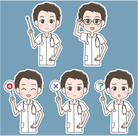 Illustration of a male nurse holding a pointer etc.のイラスト素材