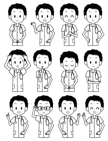 Male nurse facial expression setのイラスト素材