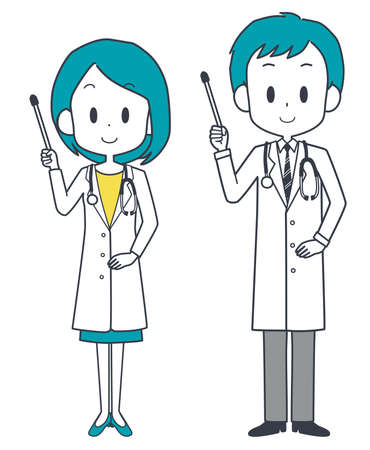 Illustration of a doctor with a pointer.のイラスト素材