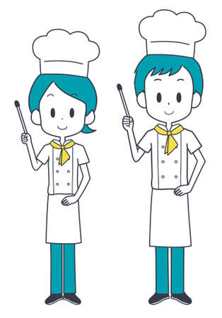 Illustration of a chef with a pointer.のイラスト素材
