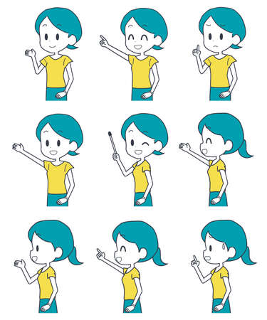 Illustration of a female facial expression set.のイラスト素材