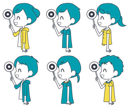 Illustration of children holding the correct answer tag.のイラスト素材