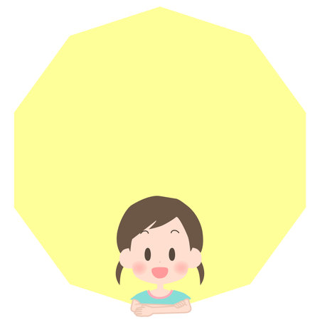 Illustration of smiling girl and frameのイラスト素材