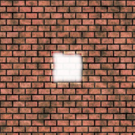 Brick wall wih holeの写真素材