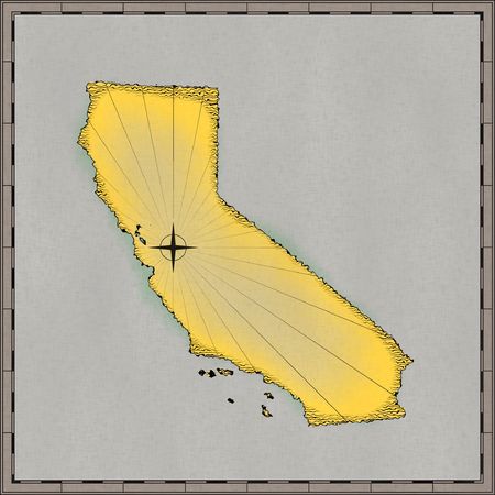 Illustration of hand drawn map of Californiaの写真素材