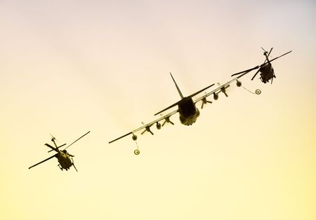 Military aircraft refueling operationの写真素材