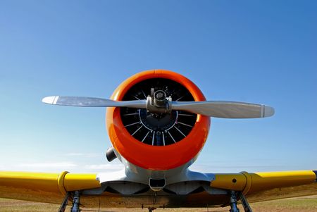 Front view of vintage airplaneの写真素材
