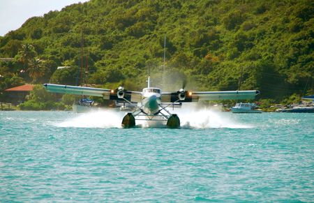 Seaplane landing in St Thomas, USVI