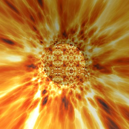 Exploding fireball with red hot nucleusの写真素材