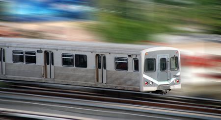 Commuter city train with motion blur of the background                 