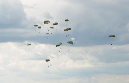 World War II era rounch parachutes airdropの写真素材