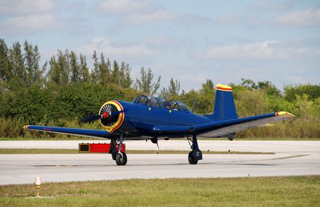 Small blue airplane for recreational use