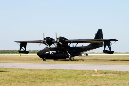 World War II era flying boat in black color