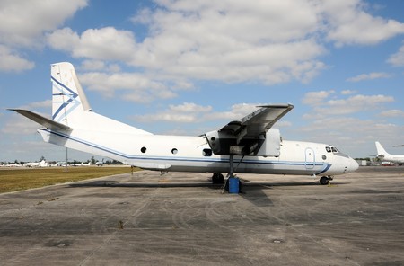Propeller airplane abandoned and scrapped for parts