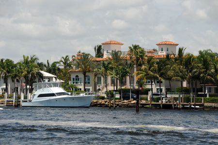 Expensive waterfront real estate in Fort Lauderdale, Floridaの写真素材