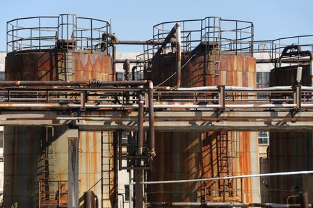 Abandoned rusty industrial plants in Eastern Europeの写真素材