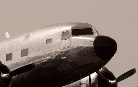 Classic retro propeller airplane nose viewのeditorial素材