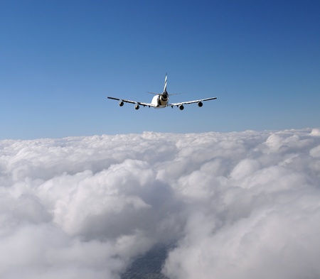 Heavy cargo jet flying at high altitude