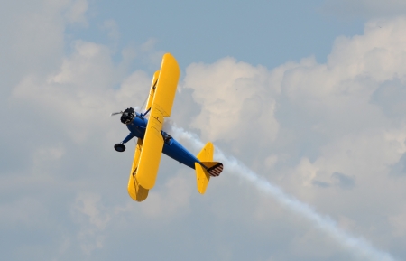 World War Ii era biplane in yellow colorのeditorial素材