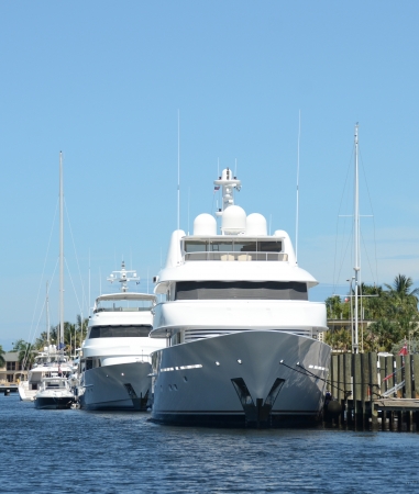 Expensive yachts docked in Fort Lauderdale, Floridaの写真素材