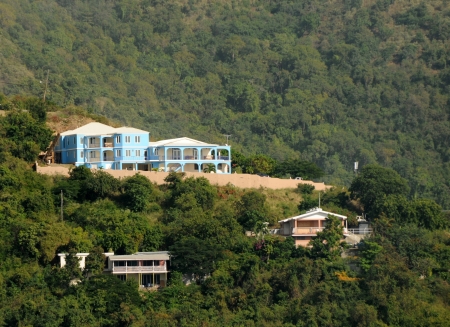 Expensive houses on exotic caribbean resort islandのeditorial素材