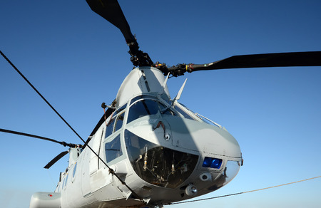 Modern US Army rescue helicopter nose viewの写真素材