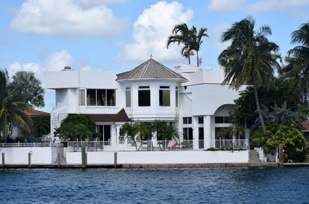 Luxury waterfront mansion in tropical Floridaのeditorial素材