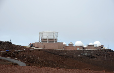 Honolulu, USA - March 24, 2013: US AIr Force radar tracking station placed on high alert in the escalating tension with North Korea. Facility is located on top of the Haleakala volcano, Hawaii.のeditorial素材