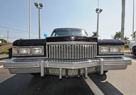 Fort lauderdale, USA - October 2, 2010: Classic Cadillac from the 70s front view. The automobile front design is a symbol of American popular culture.のeditorial素材
